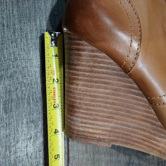 Lucky Brand Leather Norice Lace-Up Wedge Heels Ankle Boots Women's Size 7.5 - Picture 4 of 10